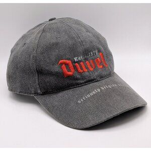 Duvel Brewing Belgian Beer Embroidered Logo Hat Strap Back Cap Gray Bartender